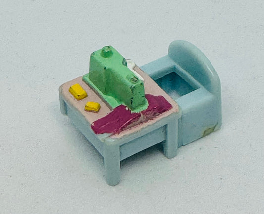 1992 Polly Pocket Stampin Set Accessories - Stampin School Sewing Table Blue Top Only