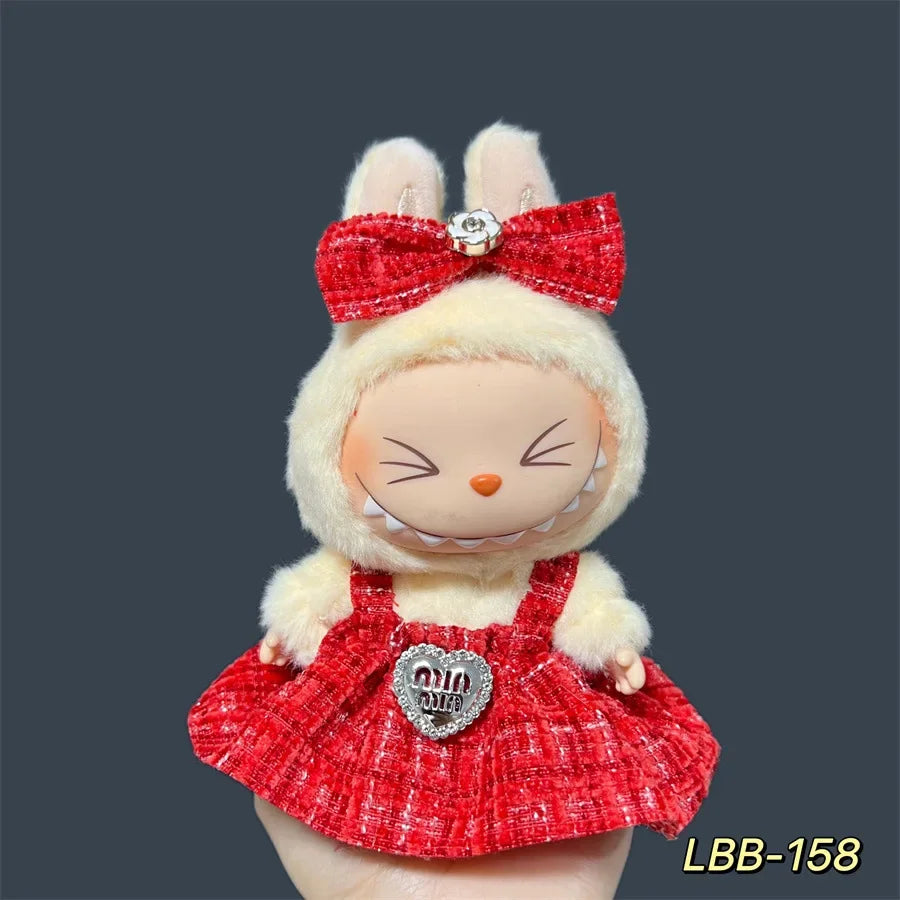 Labubu Plush and Compatible Doll Dress Set for 17cm Doll