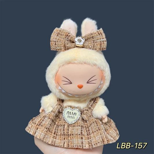 Labubu Plush and Compatible Doll Dress Set for 17cm Doll