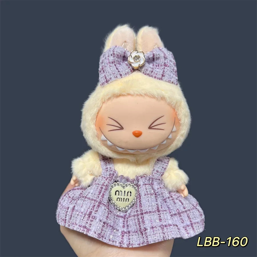 Labubu Plush and Compatible Doll Dress Set for 17cm Doll