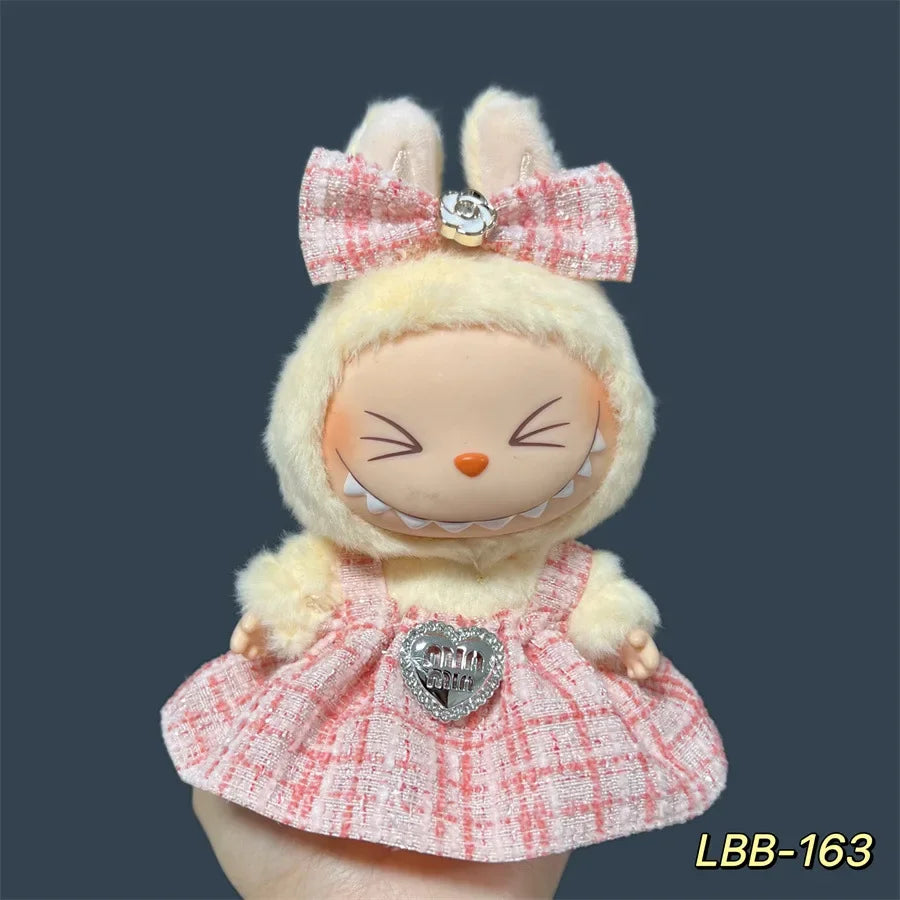 Labubu Plush and Compatible Doll Dress Set for 17cm Doll