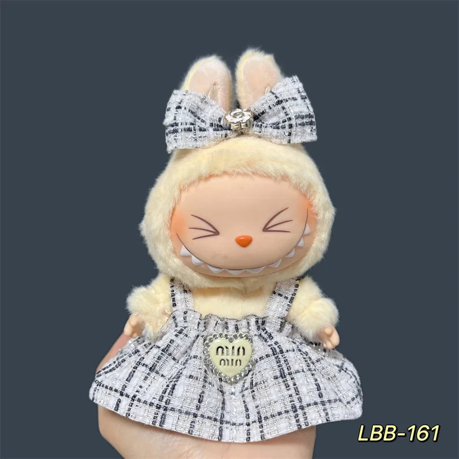Labubu Plush and Compatible Doll Dress Set for 17cm Doll