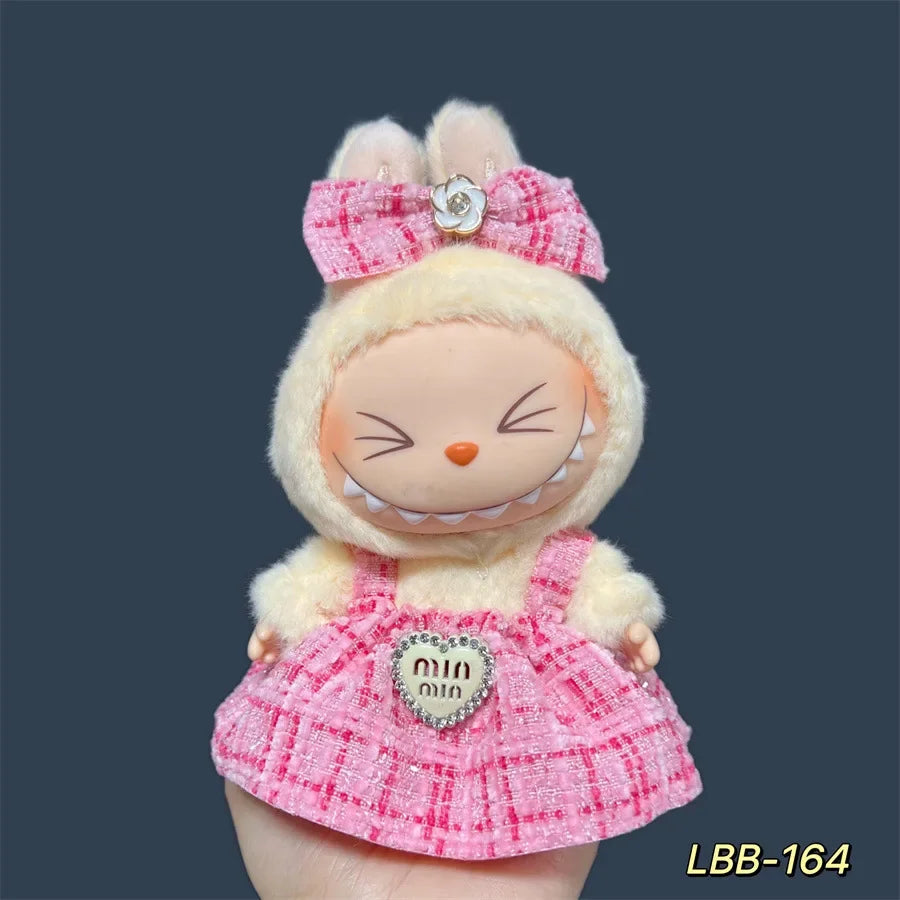 Labubu Plush and Compatible Doll Dress Set for 17cm Doll
