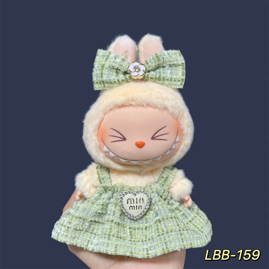 Labubu Plush and Compatible Doll Dress Set for 17cm Doll