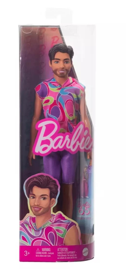 Barbie Fashionistas Ken Doll #227, Brunette Fashion Doll With Totally Hair-Inspired Look, 65th Anniversary